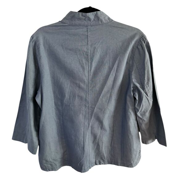 The Vermont Country Store Linen Blend Button Front Long Sleeve Shirt Size Small - Picture 2 of 6